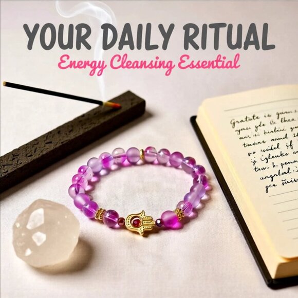 Flirty & Girly! Pretty in Pink! Hamsa Hand Protection Stretch Bracelet - Picture 8 of 11